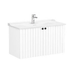 Vitra Root Groove 69317 Lavabo Dolabı, Kapaklı, 100 Cm, Mat Beyaz, Klasik Lavabolu